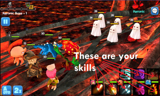 Double click on the skill to know what does it do. Click on the skill once it cooled down to activate it.