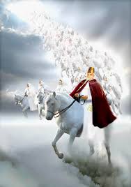 Christ and his army coming back on white horses