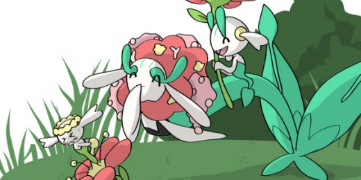 Florges with its pre-evolutions
