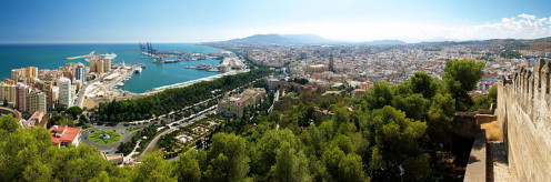 Panoramic view of Malaga, Spain. 