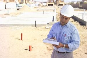 A commercial building inspector at work either performing a code inspection or a construction draw inspection.