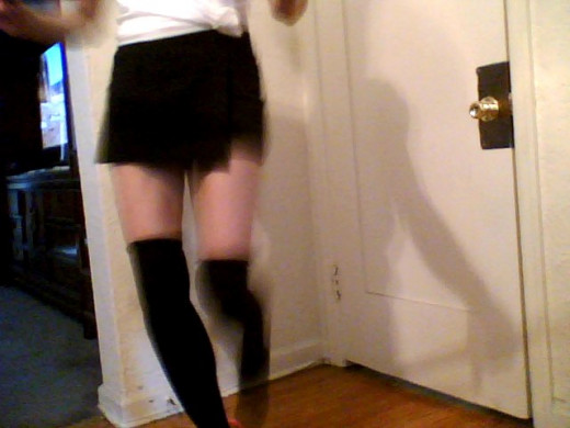 Victoria Moore practicing tap at home