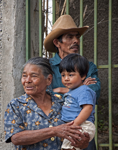 Three generations of a campesino family in Santa Ana, Francisto Morazán