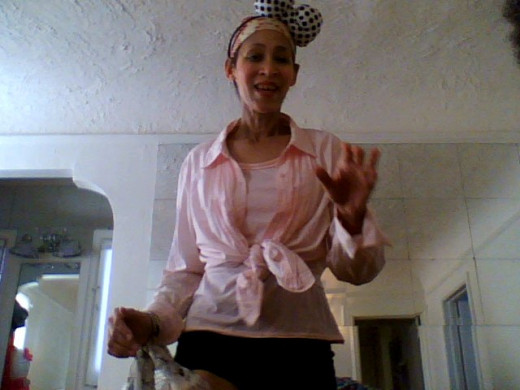 Victoria Moore rehearsing tap at home.