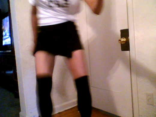 Victoria Moore practicing tap at home.