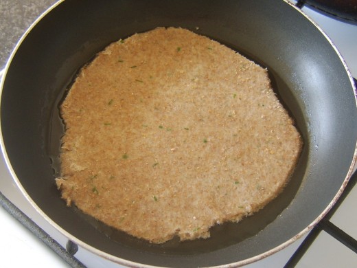 Chive paratha is fried as normal