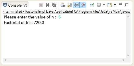 Output of Java program to calculate factorial of a number. Output of Java program to calculate factorial of a number.