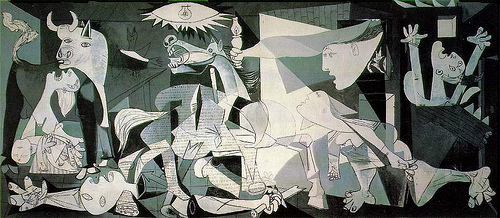 Pablo Picasso, "Guernica," 1937, Oil on canvas, 137.4 in × 305.5 in, Museo Nacional Centro de Arte Reina Sofía. 