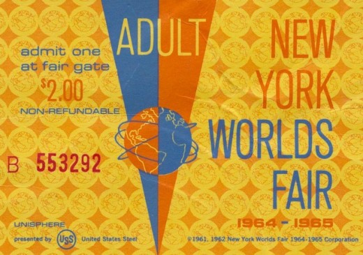 Original entrance ticket for the New York World's Fair.  $2 for adults and $1 for children.
