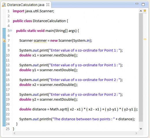 Java source code - How to calculate distance between two given points in Java.