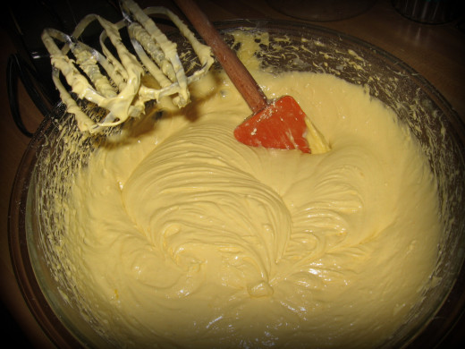 4. Using a mixer, blend on medium for 2 minutes until light and fluffy. 