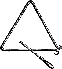 A triangle like those used on many farms and ranches to alert folks far and near.