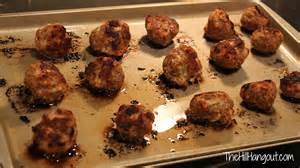 Meatballs baking in oven