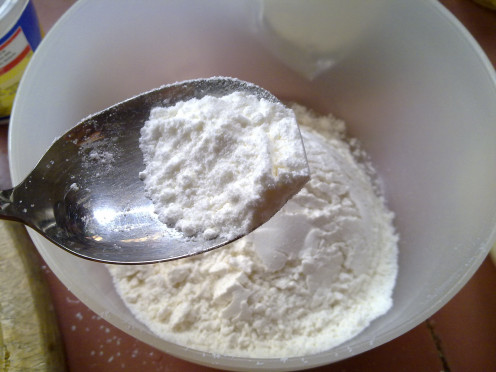 Add in baking powder into the flour 
