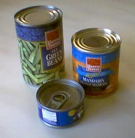 Tin cans of varying sizes