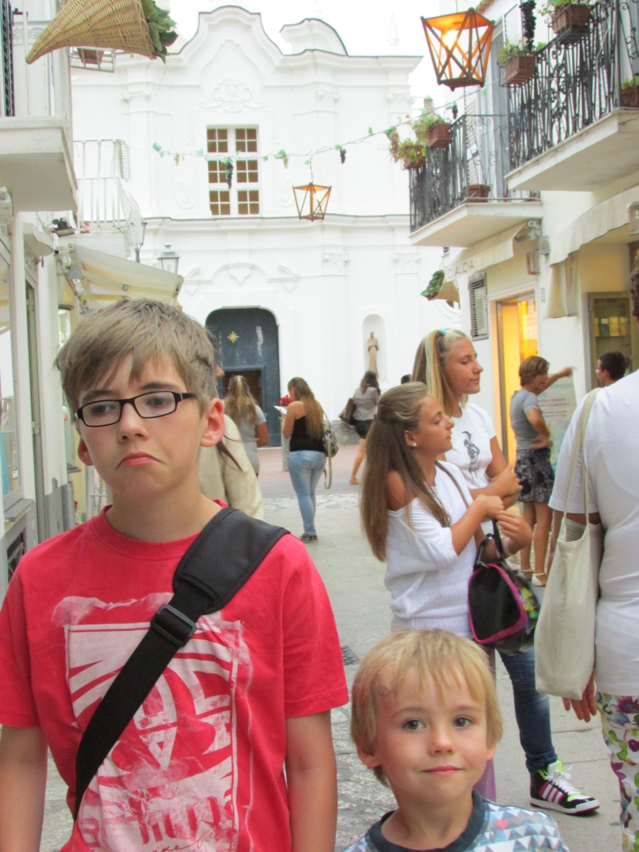Evening walk in AnaCapri - he didn't really want his photo taken!