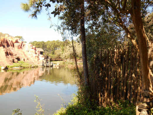 view from Tom Sawyer's Island in Magic Kingdom view from Tom Sawyer's Island in Magic Kingdom