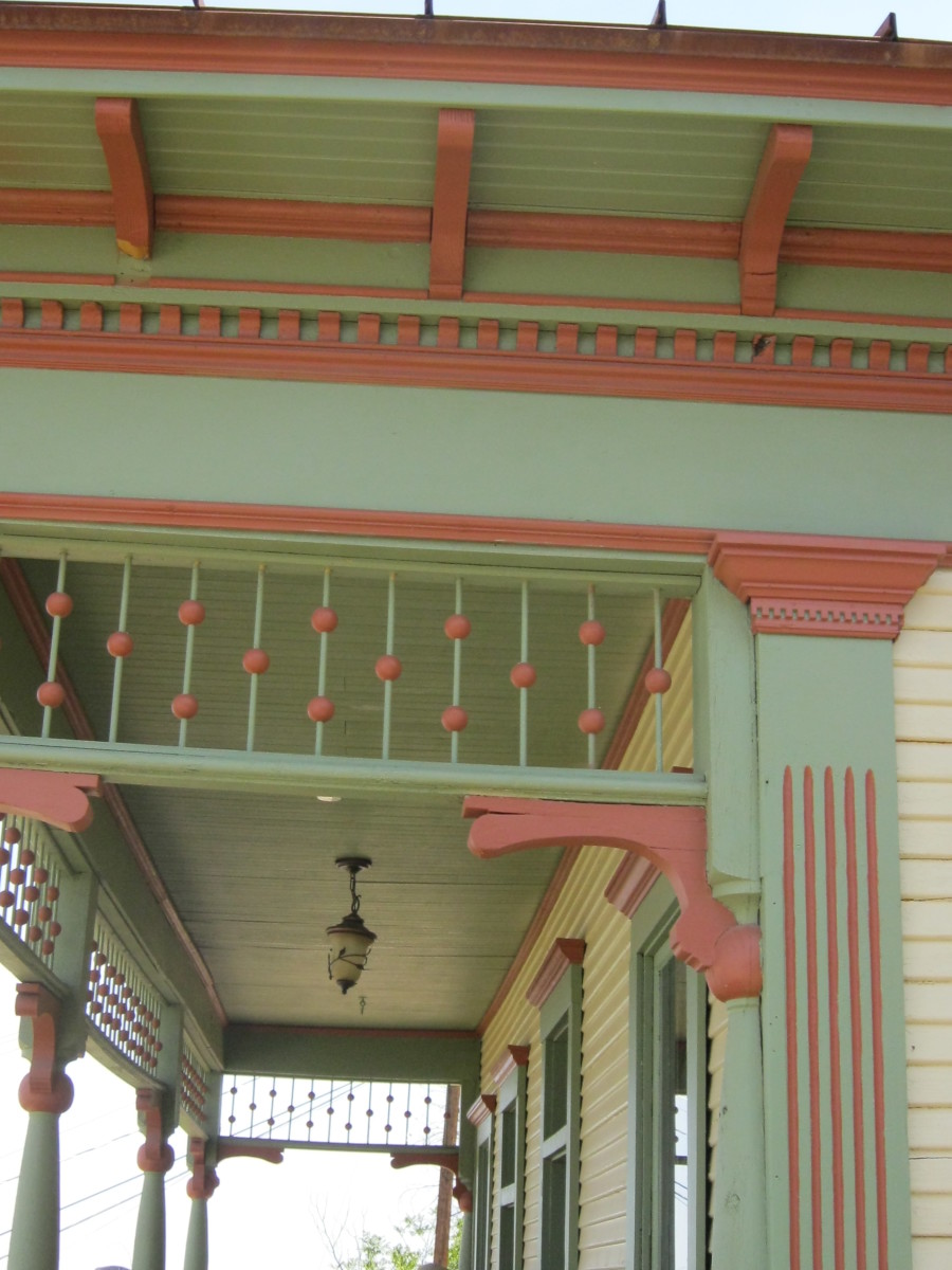 Colorful details on the porch of the John Riordan Home.