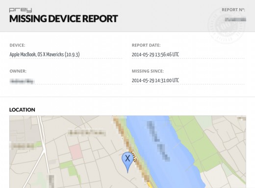 Prey's missing device report 1/3