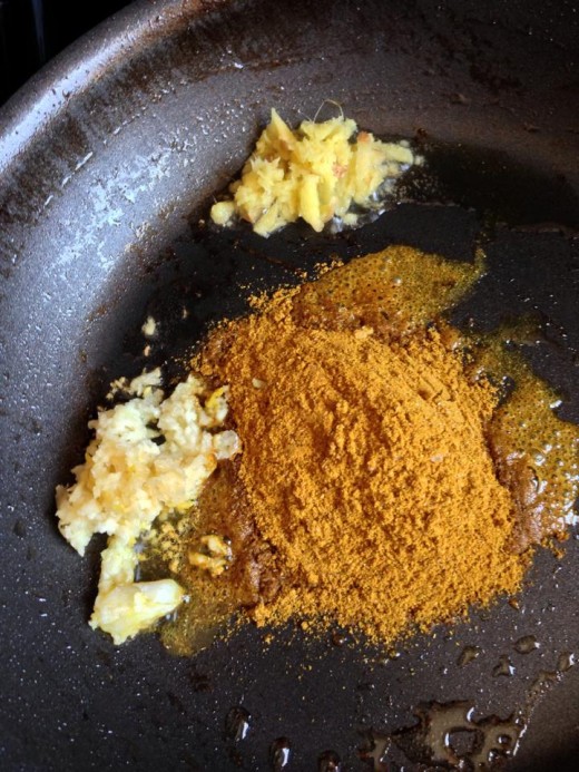 Place the spices in the hot oil to enhance and meld the flavors. 