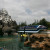 The monorail going through Disneyland and the Matterhorn 