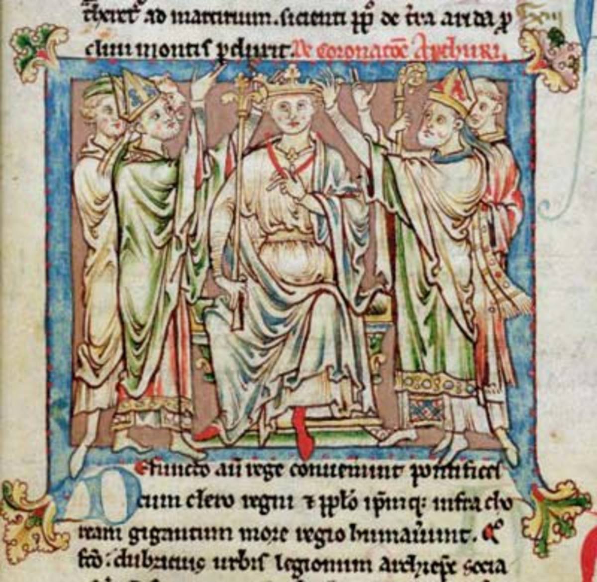 King Arthur, miniature from "Flores Historiarum," by Matthew Paris, c.1250-52 (vellum)