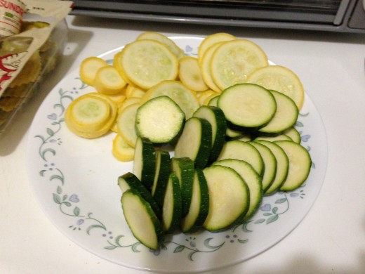 Sliced zucchini and yellow squash