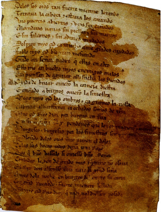A page of the oldest preserved Spanish epic poem