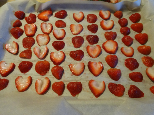 Lay out your strawberry slices so that they don't touch each other.