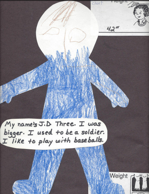 The pre-school teachers would often write what the children said they were drawing.  