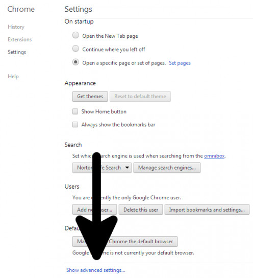 Open Chrome's advanced settings