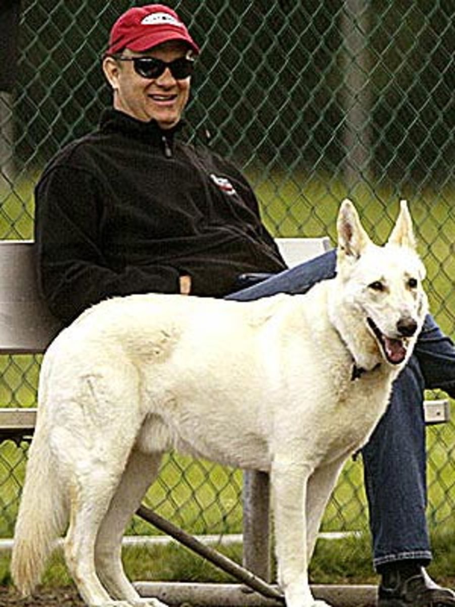 Tom Hanks and Monty who was Tom's best friend until he died in January of 2012.