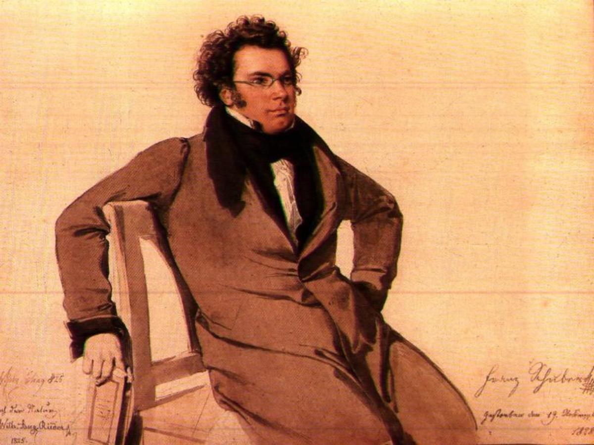 A watercolor painting of Franz Schubert
