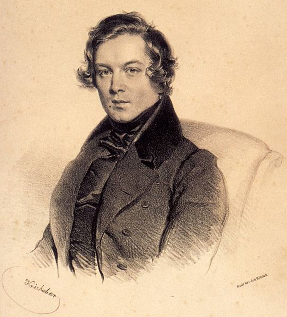 A lithograph of Robert Schumann