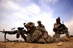 U.S. Army Soldiers Securing Their Area in Combat - Iraq War.