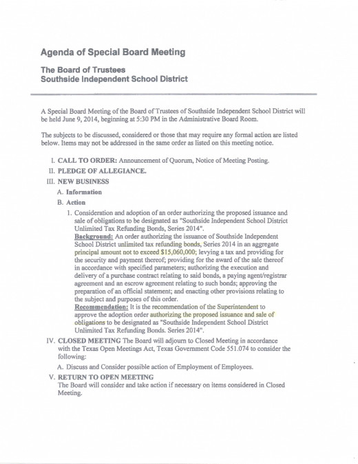 June 9, 2014 Agenda