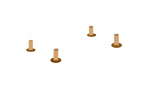 The posts ready for the cross members to be attached