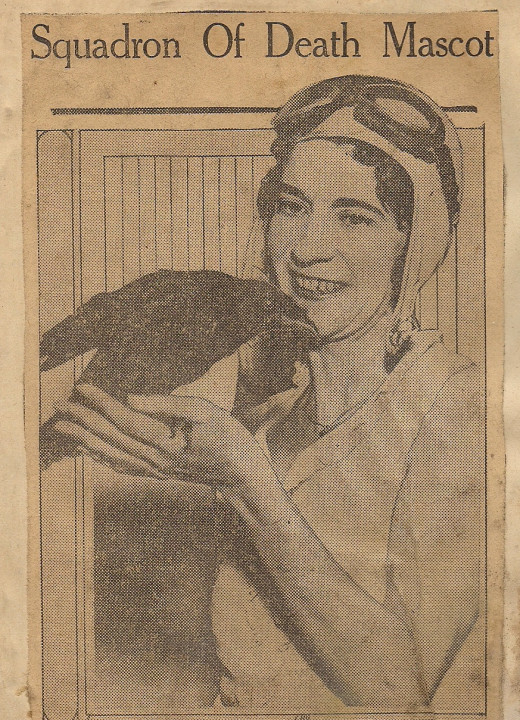 Frankie Renner, the president of the Squadron of Death, holding "Soddie", the girls' mascot. Frankie Renner, the president of the Squadron of Death, holding "Soddie", the girls' mascot.