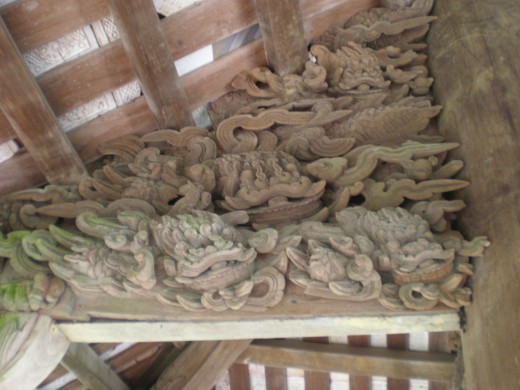 Carvings on the bell pavilion
