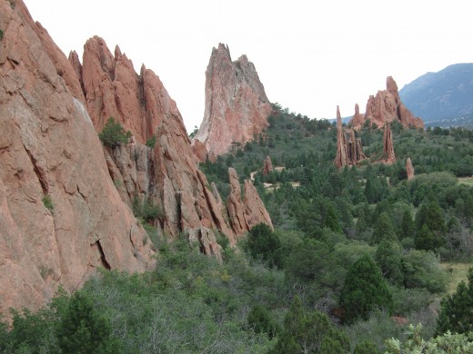 See contrast between red rock and greenery