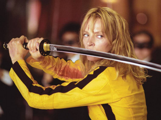 Uma Thurman as Beatrix Kiddo a.k.a Black Mamba a.k.a The Bride in Kill Bill Vol. 1