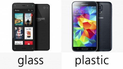Showing a comparison of the Samsung Galaxy 5 and the Amazon Fire Phone