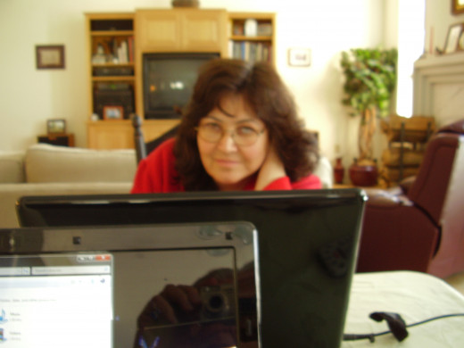 Me, writing at my computer last summer.