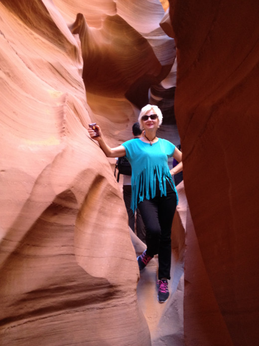 One of the narrower passages in Lower Antelope Canyon
