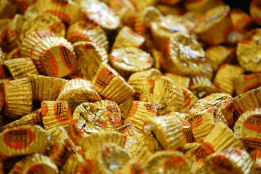 Reese's Peanut Butter Cups are chocolate cups filled with peanut butter.
