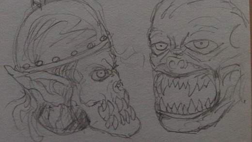 Orc pencil sketches 1 and 2