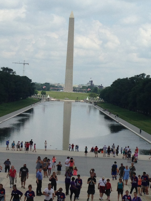 LOOKING BACK AT THE WASHINGTON MONUMENT OVER THE REFLECTING POOL FROM WHERE DR. MARTIN LUTHER KING GAVE HIS "I HAVE A DREAM" SPEECH