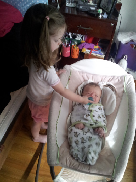 Sleep (not) Achieved with the Help of Big Sister! In His Rock 'n Play
