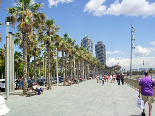 The walk along Barceloneta beach.