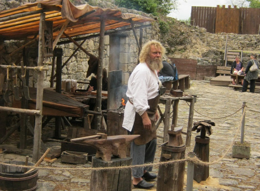 A medieval blacksmith's forge at Lastours castle